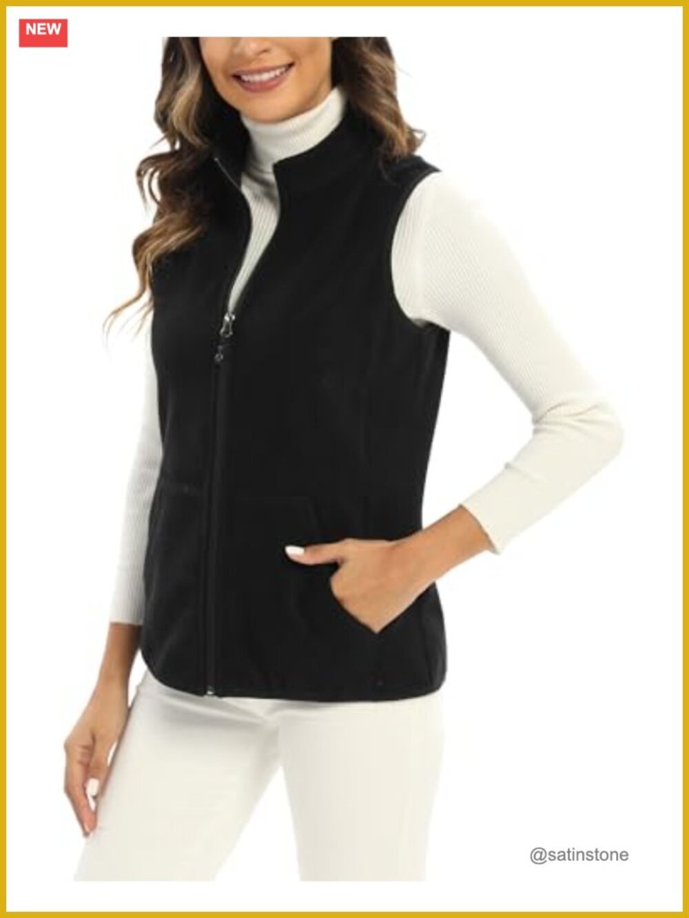 Women's Fleece Vest 6 Pockets Lightweight Sleeveless Gilet